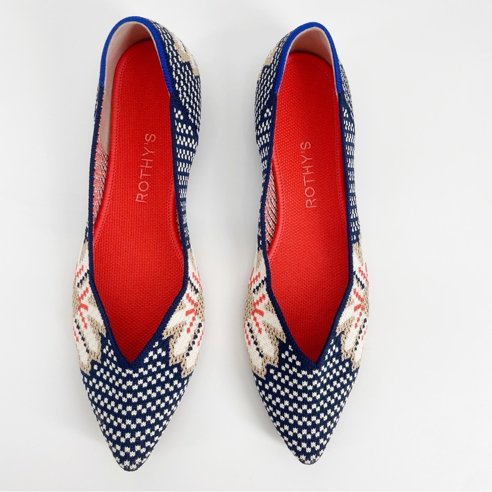 Rare Sapphire Floral Print Rothys Flat Point Shoes - Picture 2 of 6